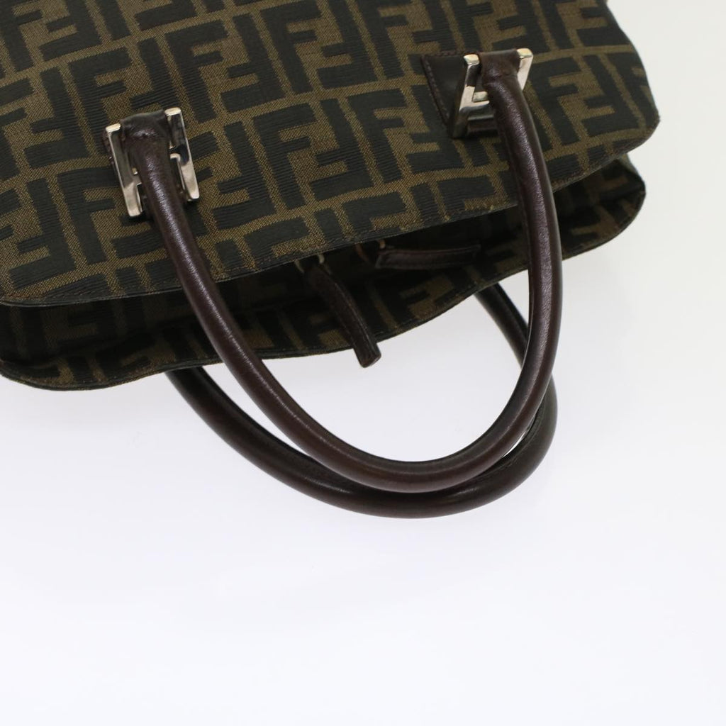 FENDI Zucca Canvas Hand Bag 2way Black Brown  rd5605