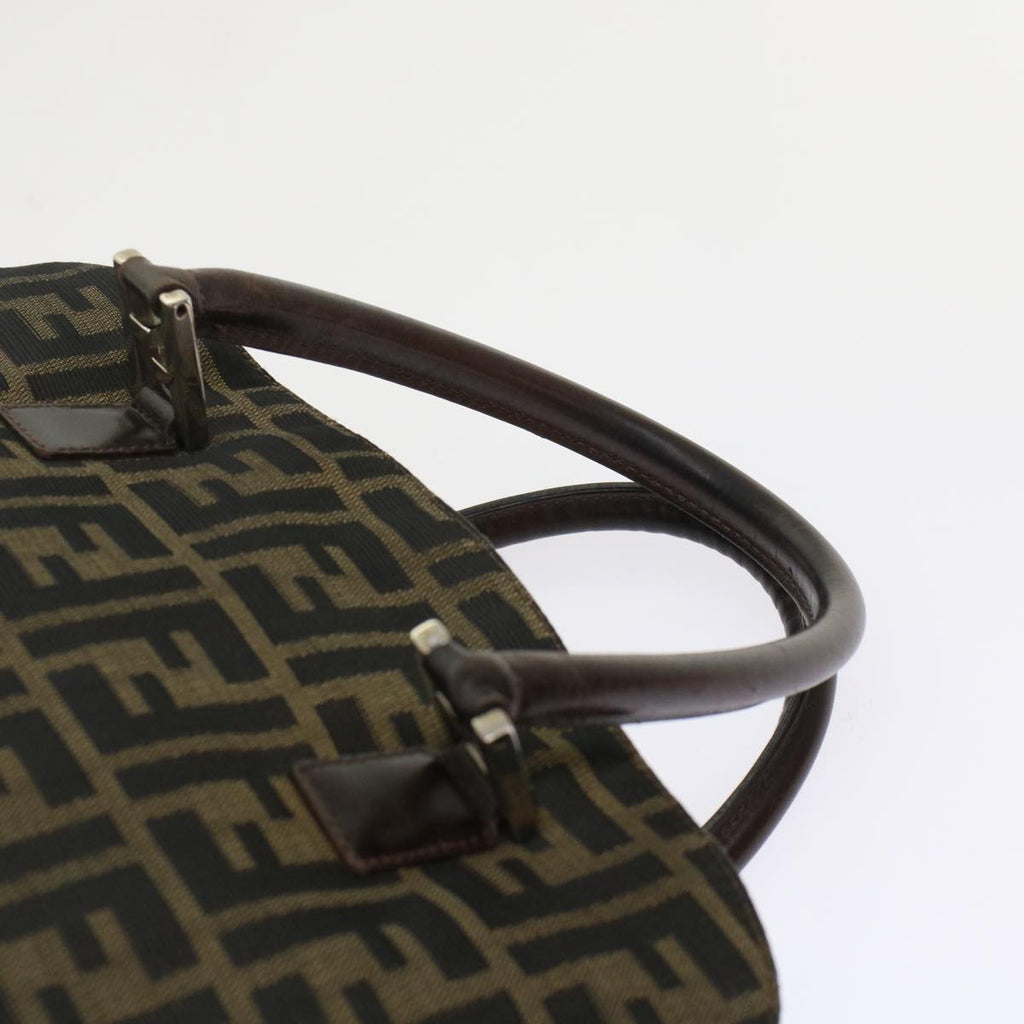 FENDI Zucca Canvas Hand Bag 2way Black Brown  rd5605