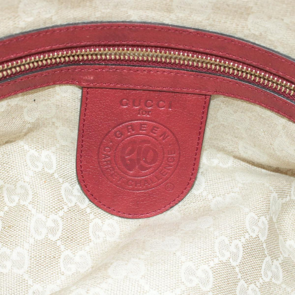 GUCCI Green Carpet Challenge Leather 2Way Tote Bag Fringe Bamboo Red Auth rd707