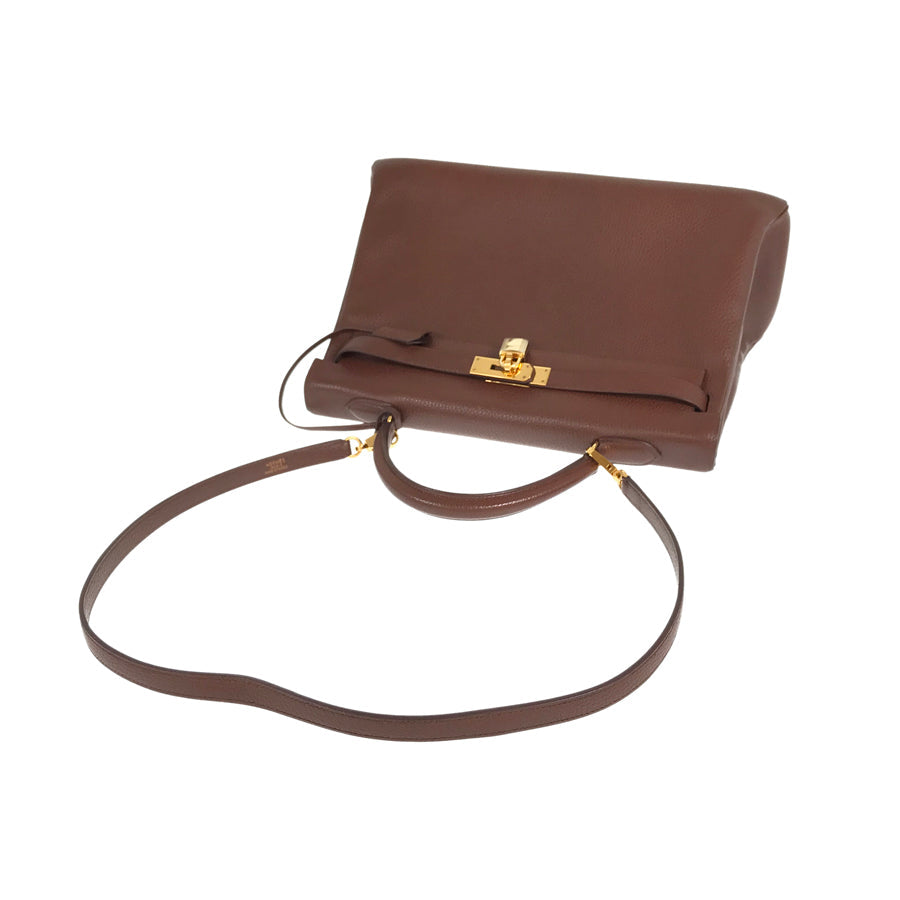 HERMES □A carved seal made in 1997 2WAY Shoulder Bag Gold Hardware Handbag
