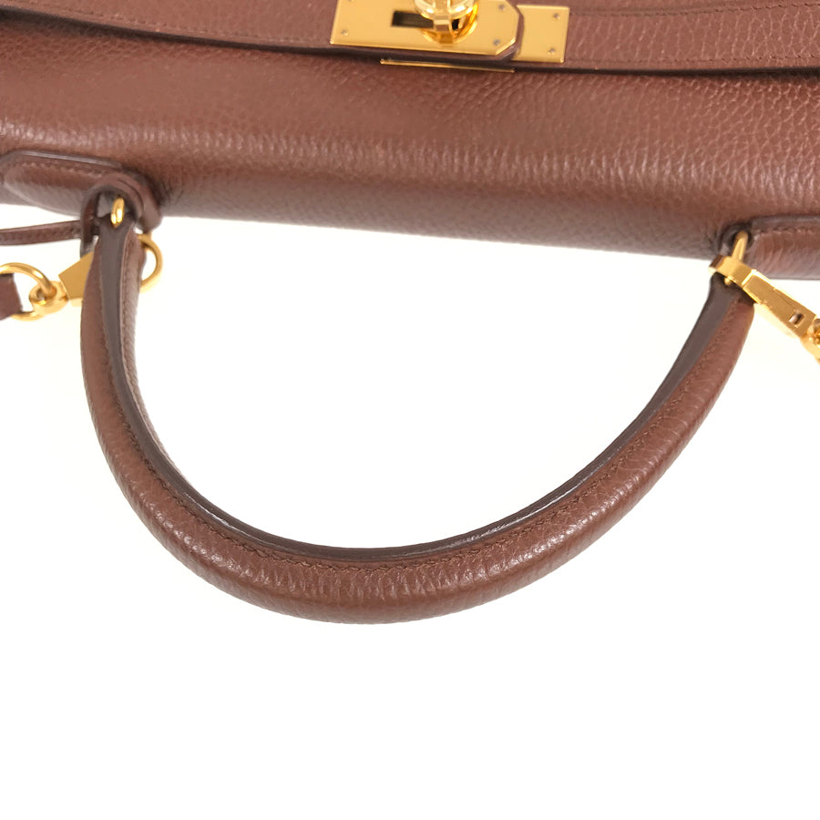 HERMES □A carved seal made in 1997 2WAY Shoulder Bag Gold Hardware Handbag