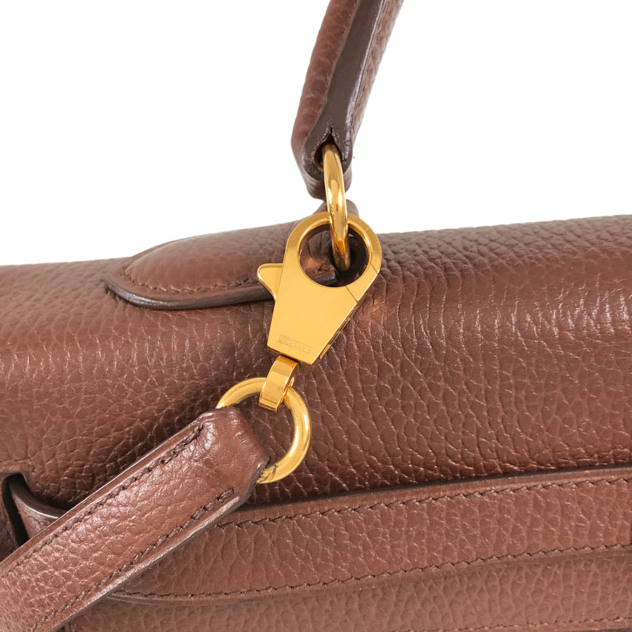 HERMES □A carved seal made in 1997 2WAY Shoulder Bag Gold Hardware Handbag