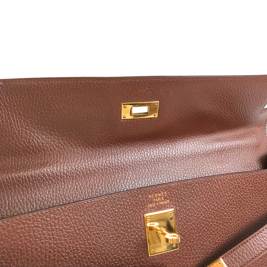 HERMES □A carved seal made in 1997 2WAY Shoulder Bag Gold Hardware Handbag