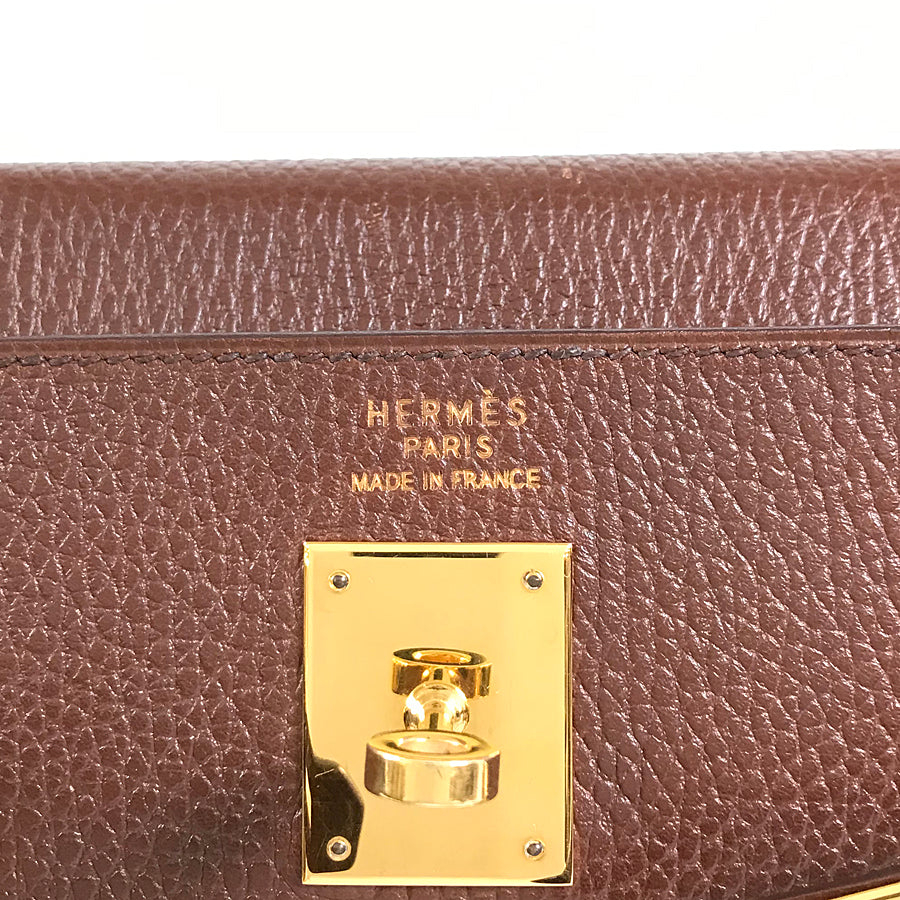 HERMES □A carved seal made in 1997 2WAY Shoulder Bag Gold Hardware Handbag