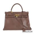 HERMES □A carved seal made in 1997 2WAY Shoulder Bag Gold Hardware Handbag