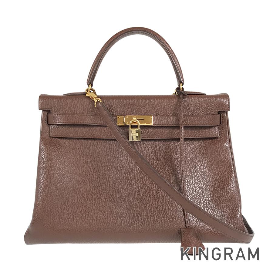 HERMES □A carved seal made in 1997 2WAY Shoulder Bag Gold Hardware Handbag