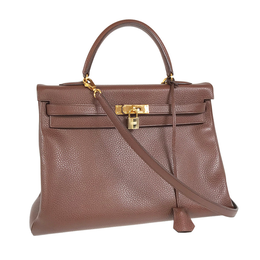 HERMES □A carved seal made in 1997 2WAY Shoulder Bag Gold Hardware Handbag