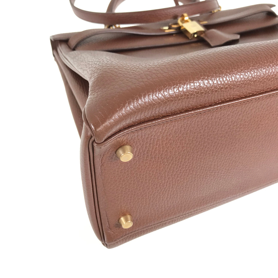 HERMES □A carved seal made in 1997 2WAY Shoulder Bag Gold Hardware Handbag