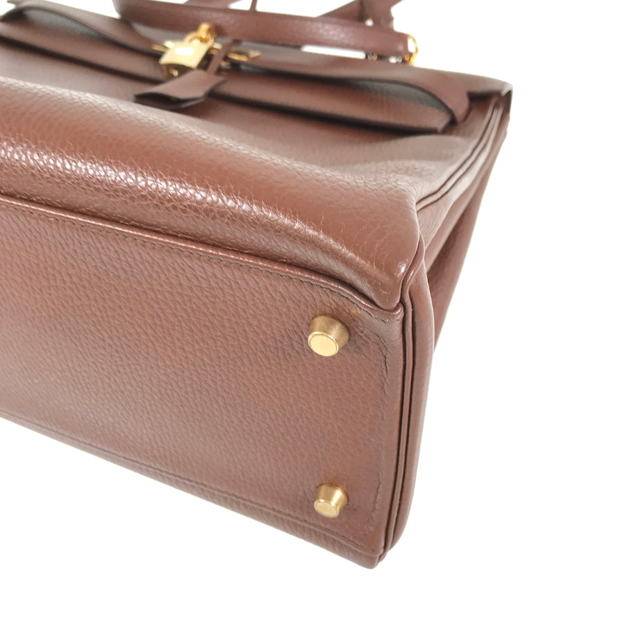 HERMES □A carved seal made in 1997 2WAY Shoulder Bag Gold Hardware Handbag
