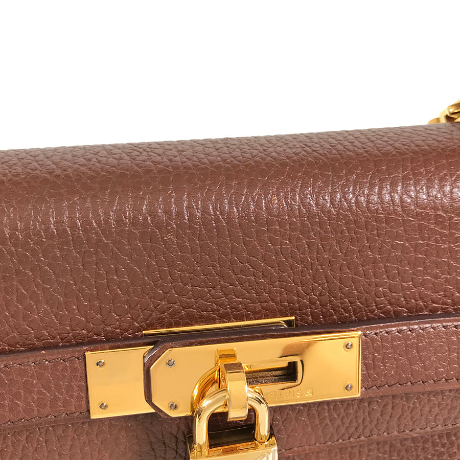 HERMES □A carved seal made in 1997 2WAY Shoulder Bag Gold Hardware Handbag