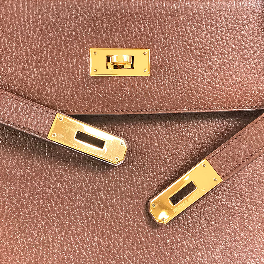 HERMES □A carved seal made in 1997 2WAY Shoulder Bag Gold Hardware Handbag