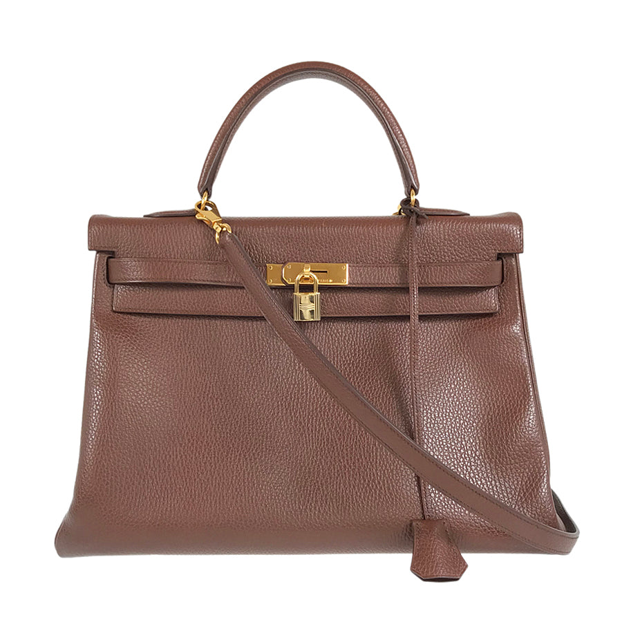 HERMES □A carved seal made in 1997 2WAY Shoulder Bag Gold Hardware Handbag