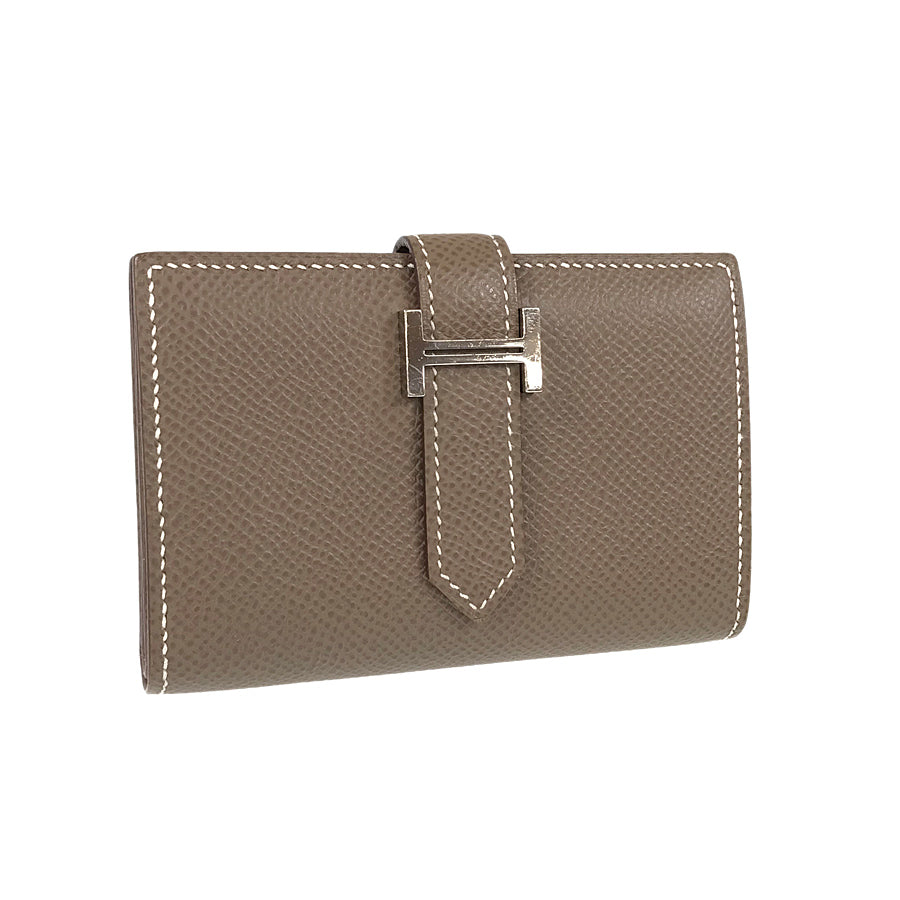 HERMES Bearn Mini Y engraved 2020 Silver Hardware wallet