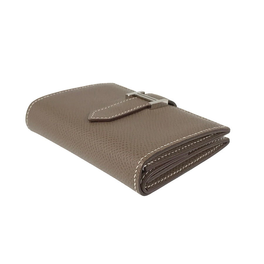 HERMES Bearn Mini Y engraved 2020 Silver Hardware wallet