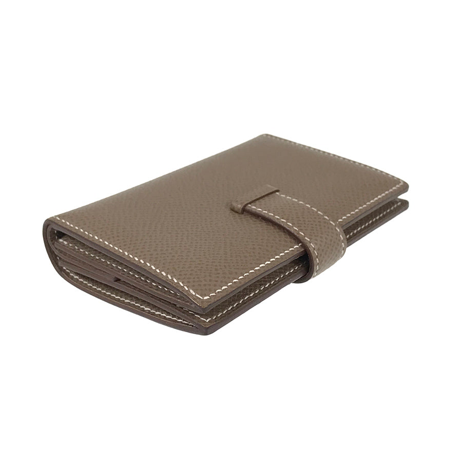 HERMES Bearn Mini Y engraved 2020 Silver Hardware wallet