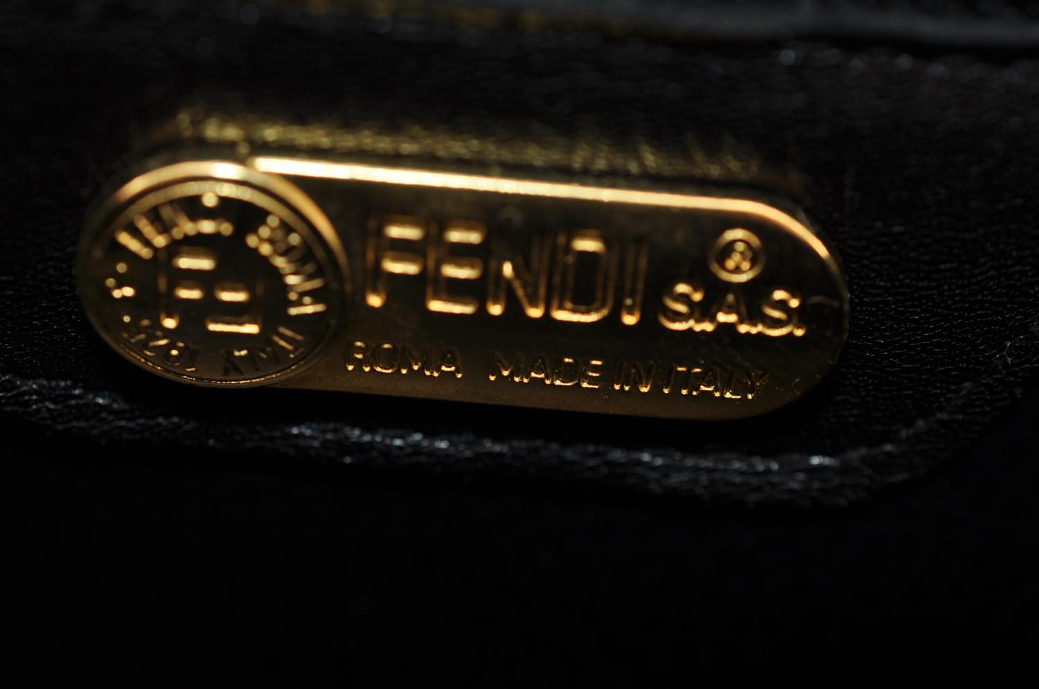 FENDI Chain Hand Bag Leather 2way Black  am2376s