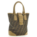 FENDI Zucca Canvas Hand Bag Beige Black  am2612s