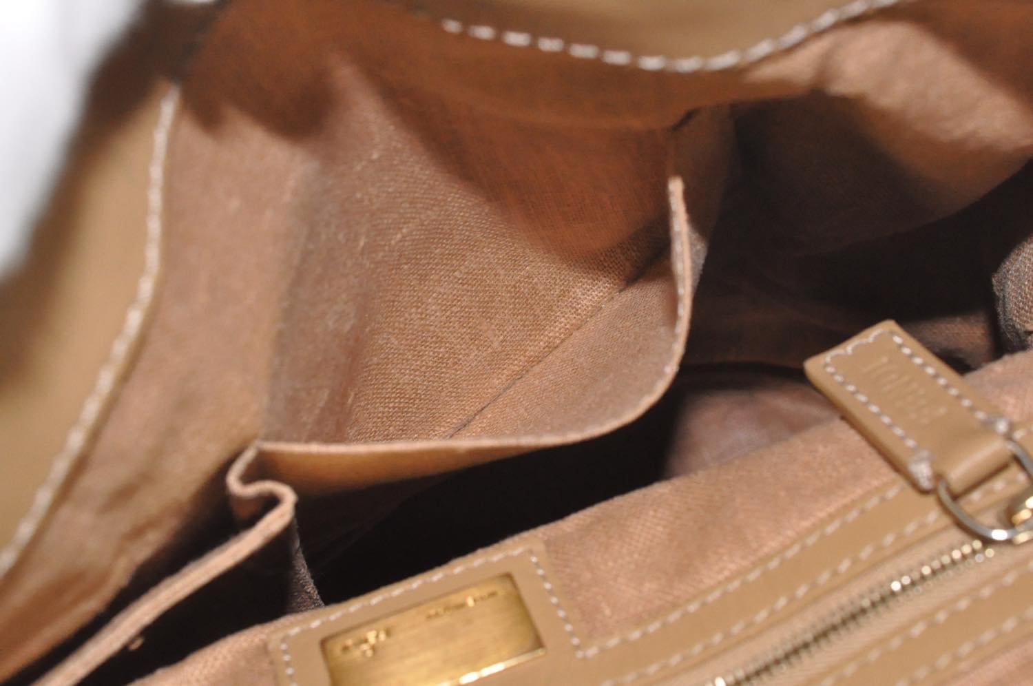 FENDI Zucca Canvas Hand Bag Beige Black  am2612s