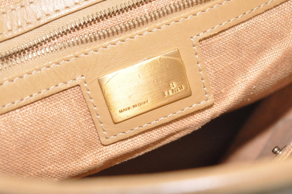 FENDI Zucca Canvas Hand Bag Beige Black  am2612s