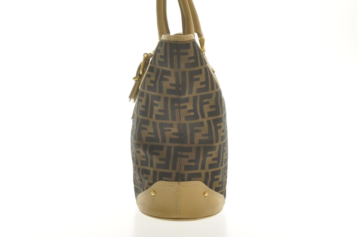 FENDI Zucca Canvas Hand Bag Beige Black  am2612s