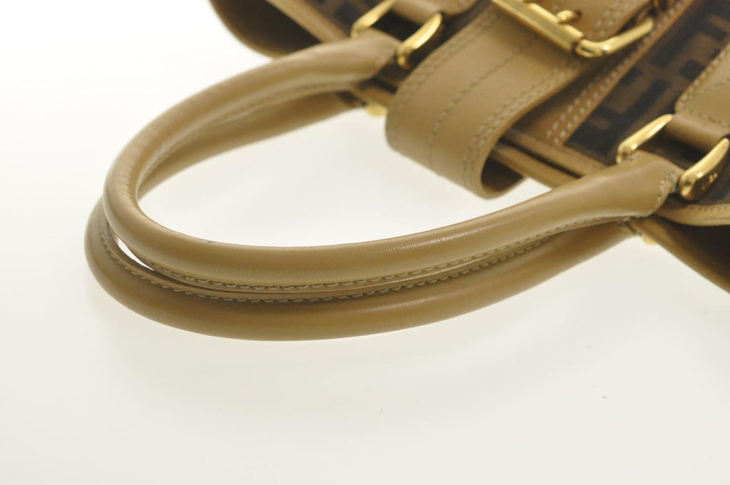 FENDI Zucca Canvas Hand Bag Beige Black  am2612s