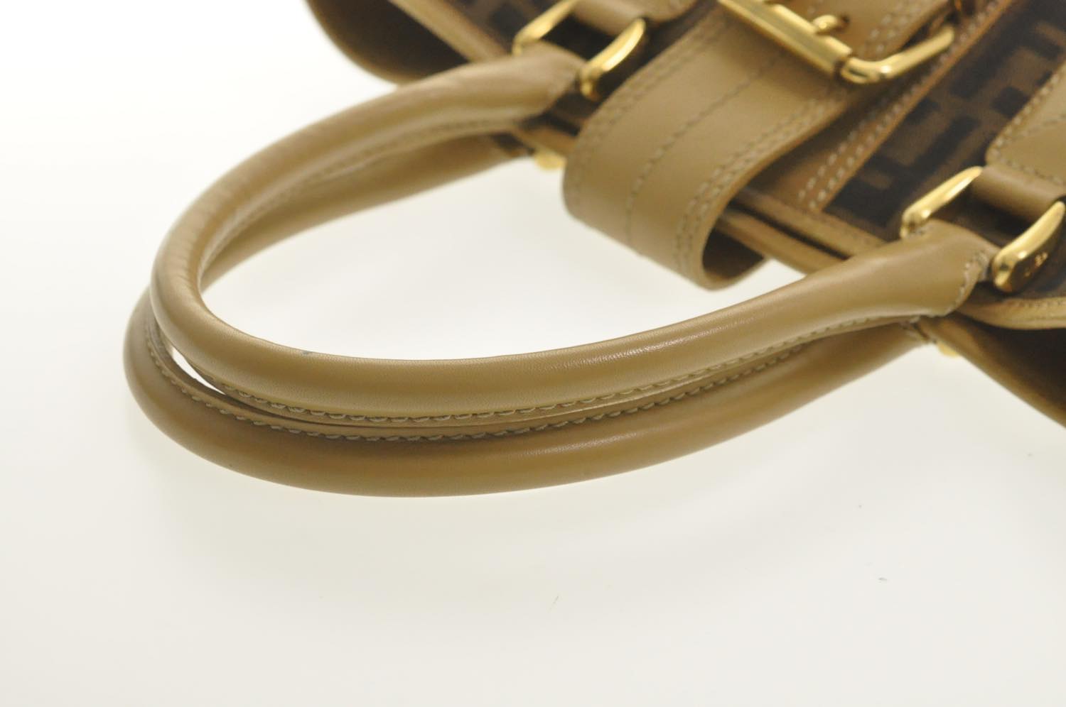 FENDI Zucca Canvas Hand Bag Beige Black  am2612s