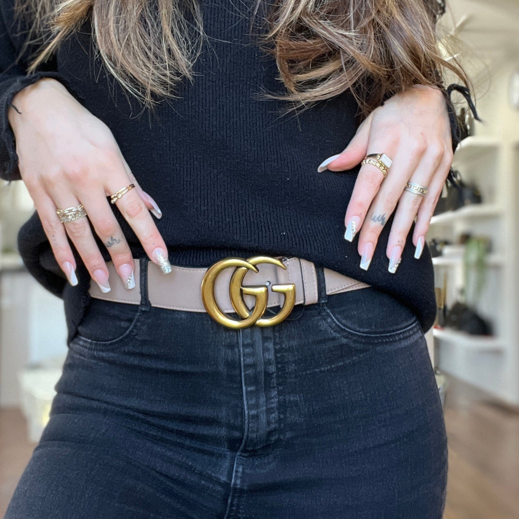 Gucci Leather Double G Belt Sz 38/95