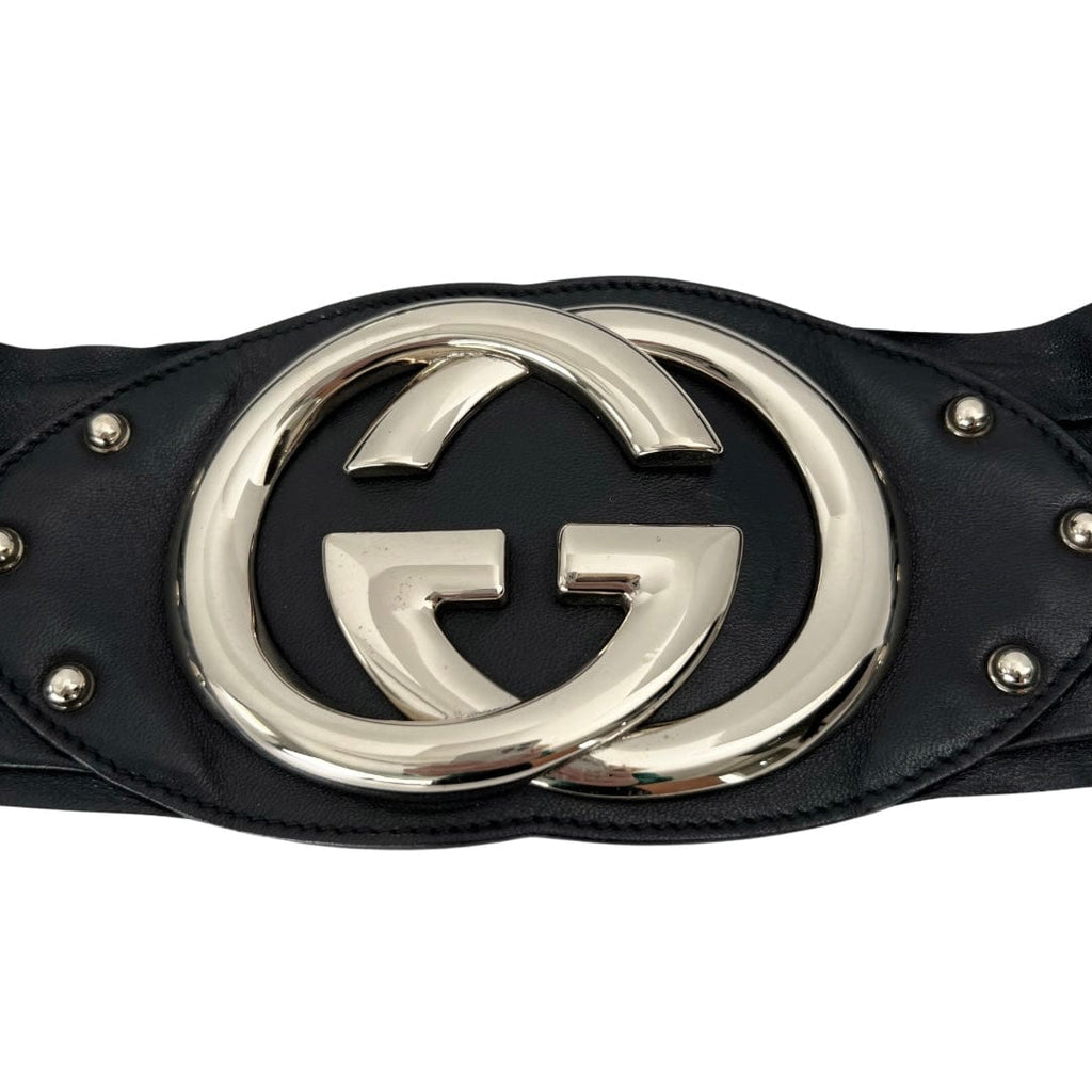 Gucci Wide Leather GG Logo Belt - Size Large