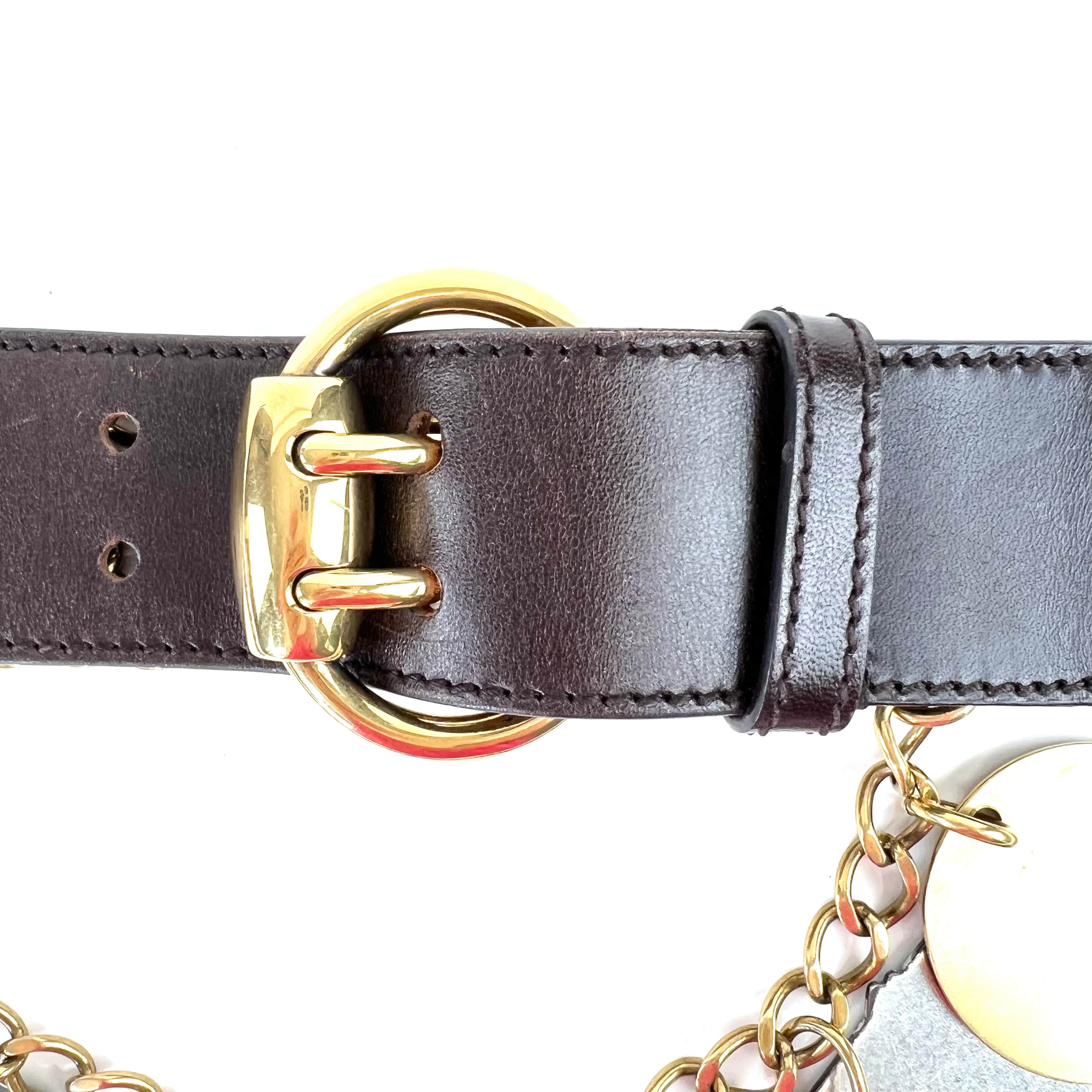 Gucci Goldtoned Crest Charms Belt