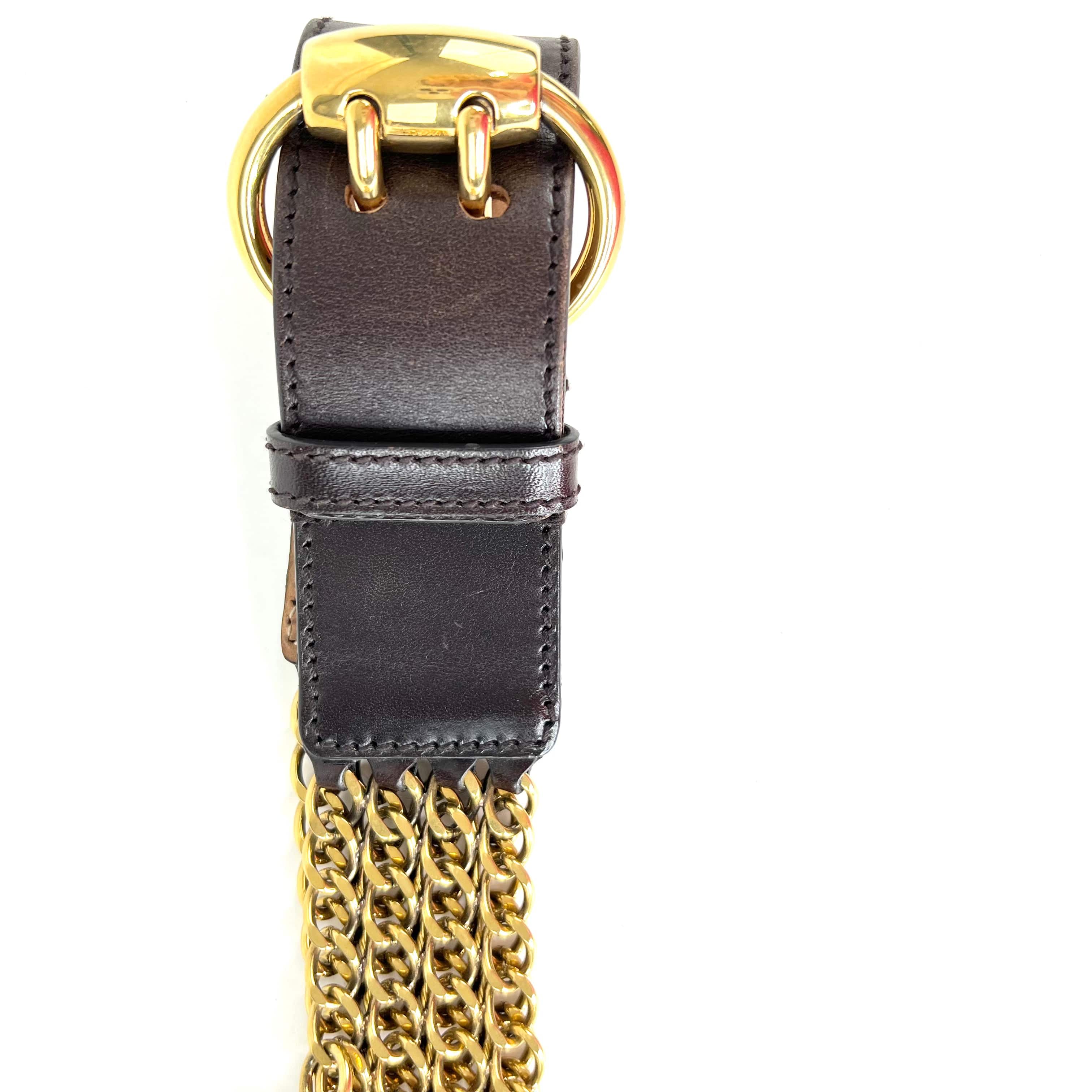 Gucci Goldtoned Crest Charms Belt