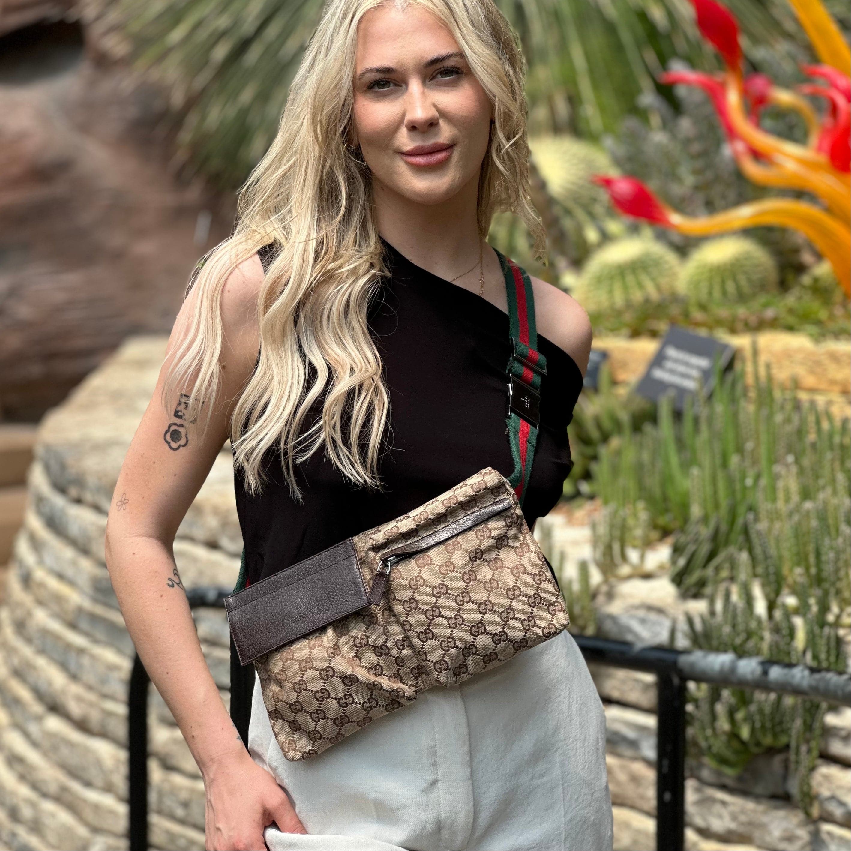 Gucci GG Canvas Double Pocket Belt Bag
