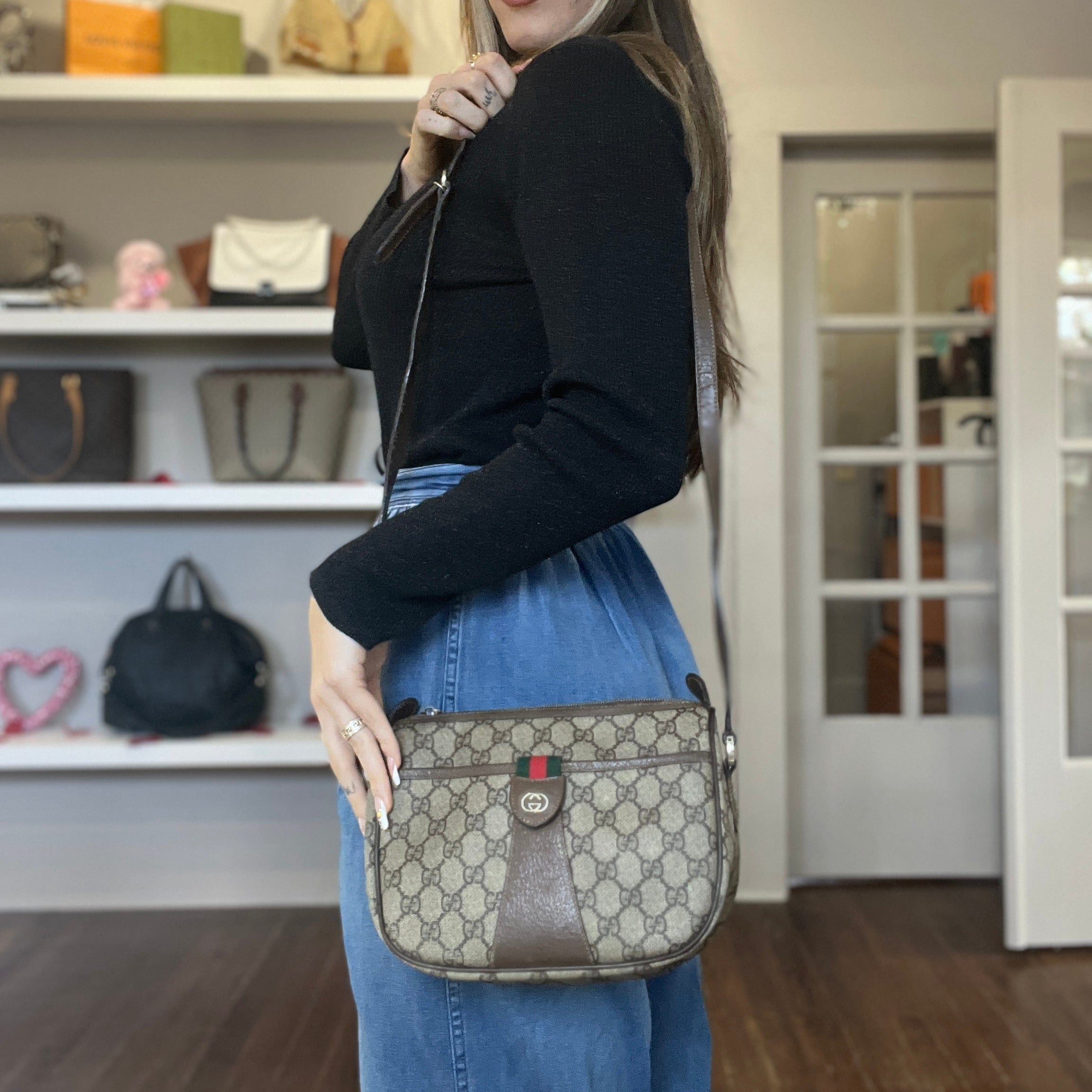 Gucci Vintage GG Plus Ophidia Web Crossbody