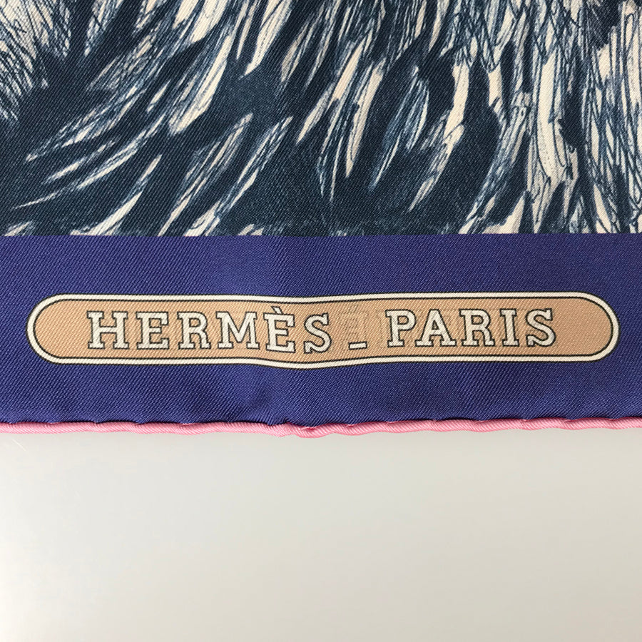 HERMES Carre Double Face 90 Champion Tiger Unisex Scarf