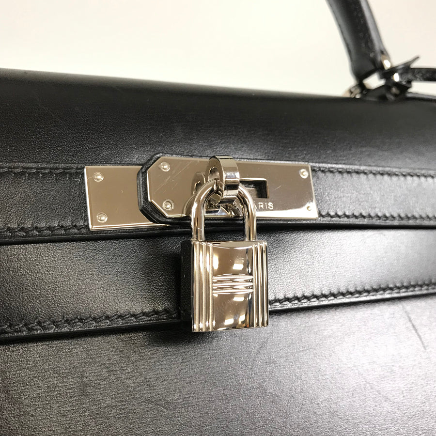 HERMES Kelly 32 □C engraved 1999 production SilverHardware Handbag