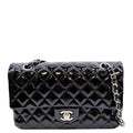 CHANEL Medium Flap Patent Leather Shoulder Bag Black