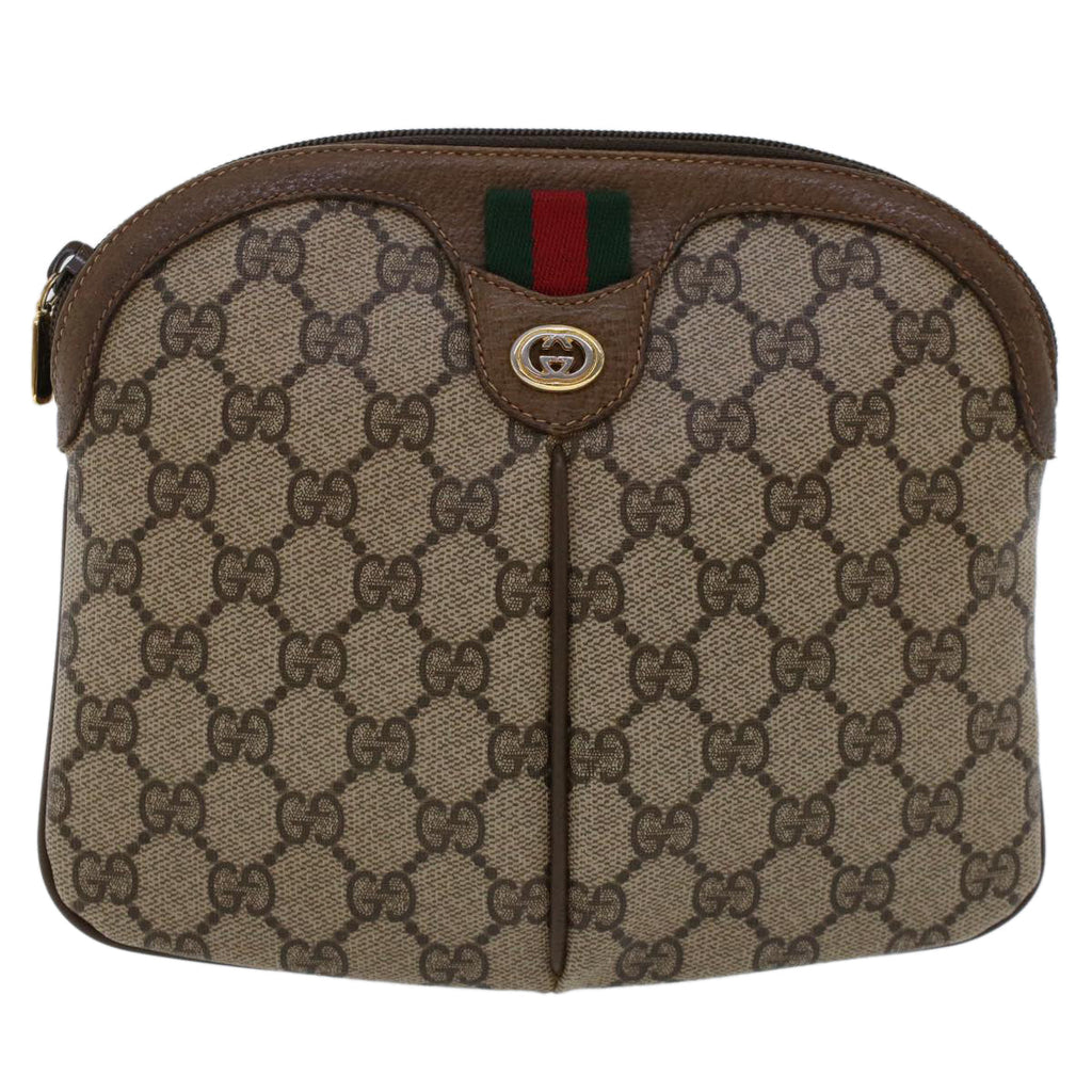 GUCCI GG Canvas Web Sherry Line Shoulder Bag Beige Red Green  tb748