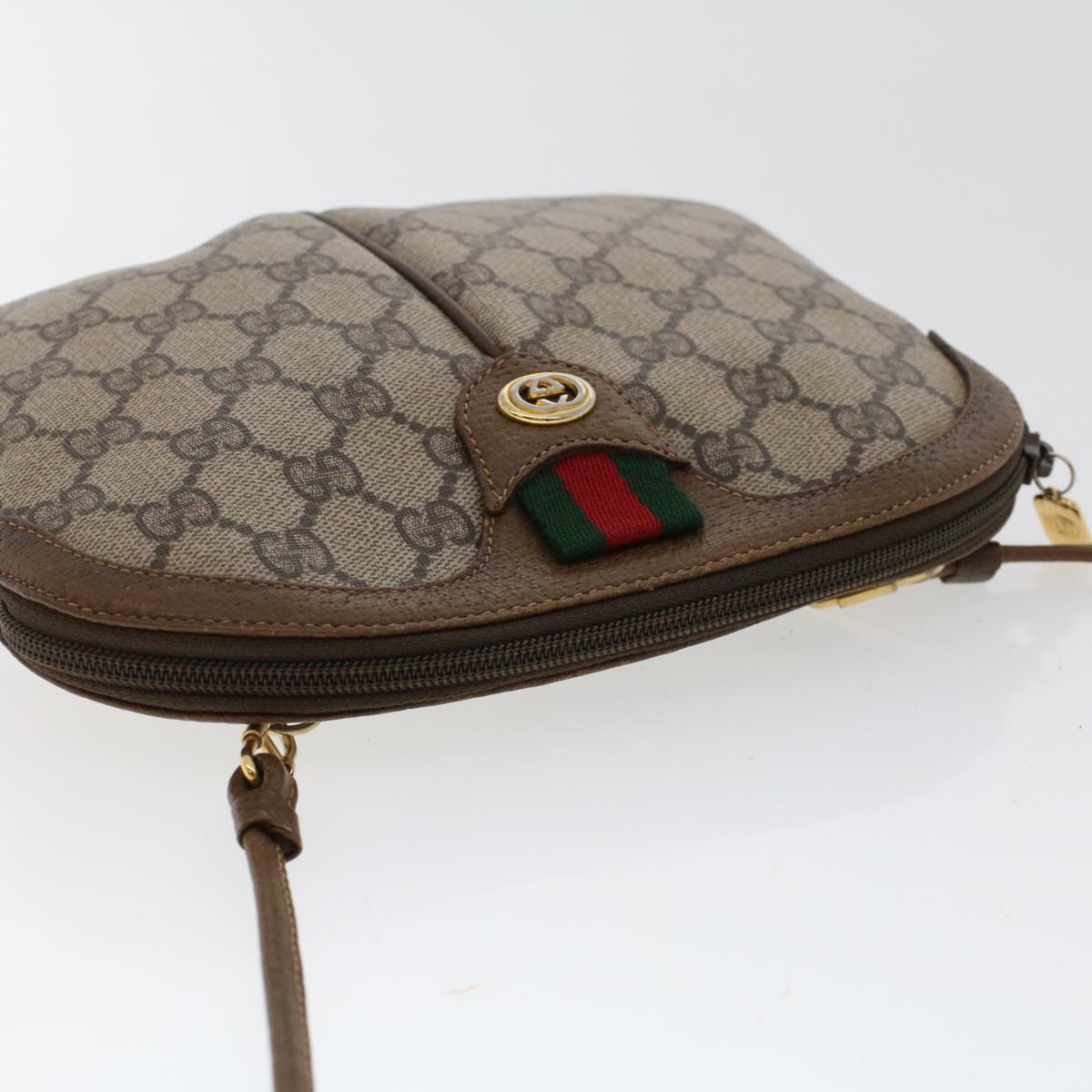 GUCCI GG Canvas Web Sherry Line Shoulder Bag Beige Red Green  tb748