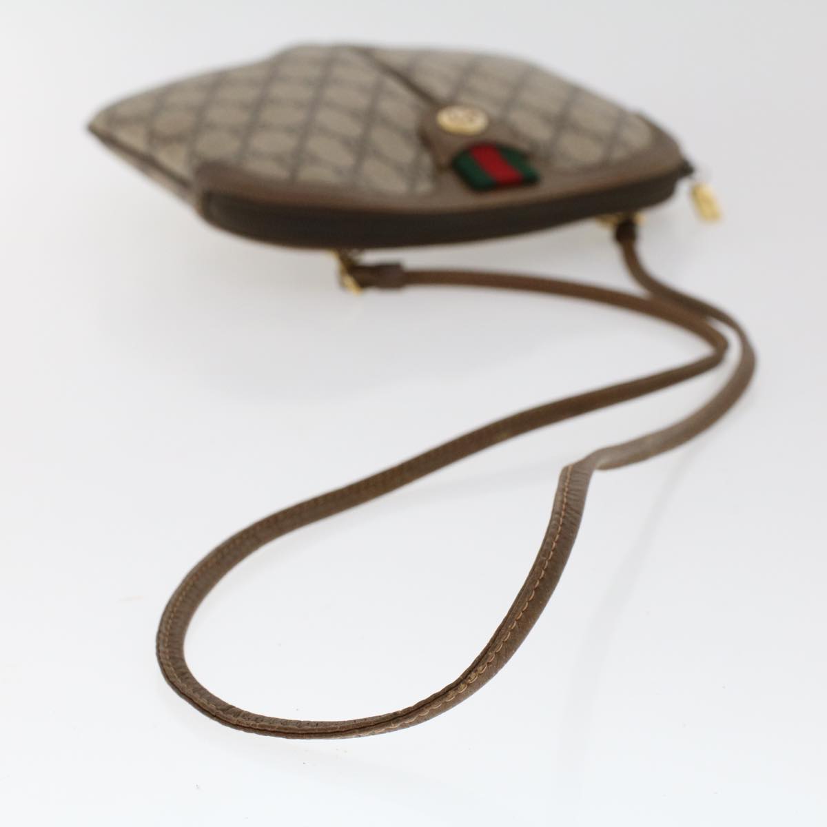 GUCCI GG Canvas Web Sherry Line Shoulder Bag Beige Red Green  tb748