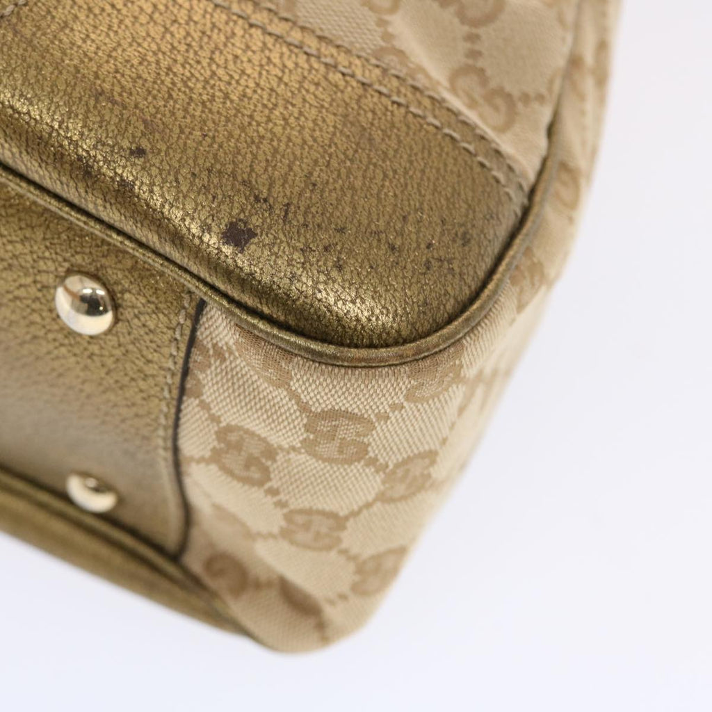 GUCCI GG Canvas Princy Line Tote Bag Leather Gold Tone 163805  tb793