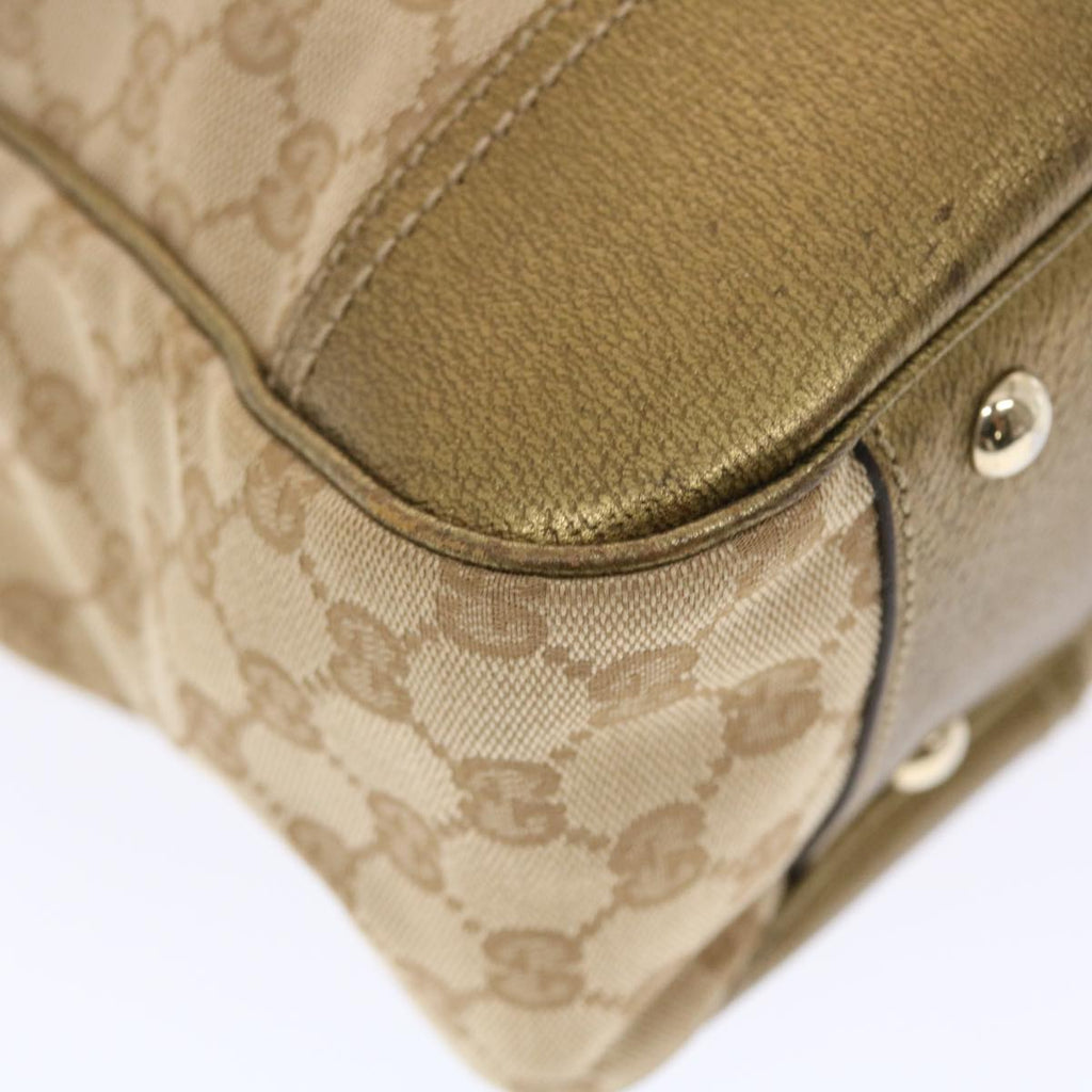 GUCCI GG Canvas Princy Line Tote Bag Leather Gold Tone 163805  tb793