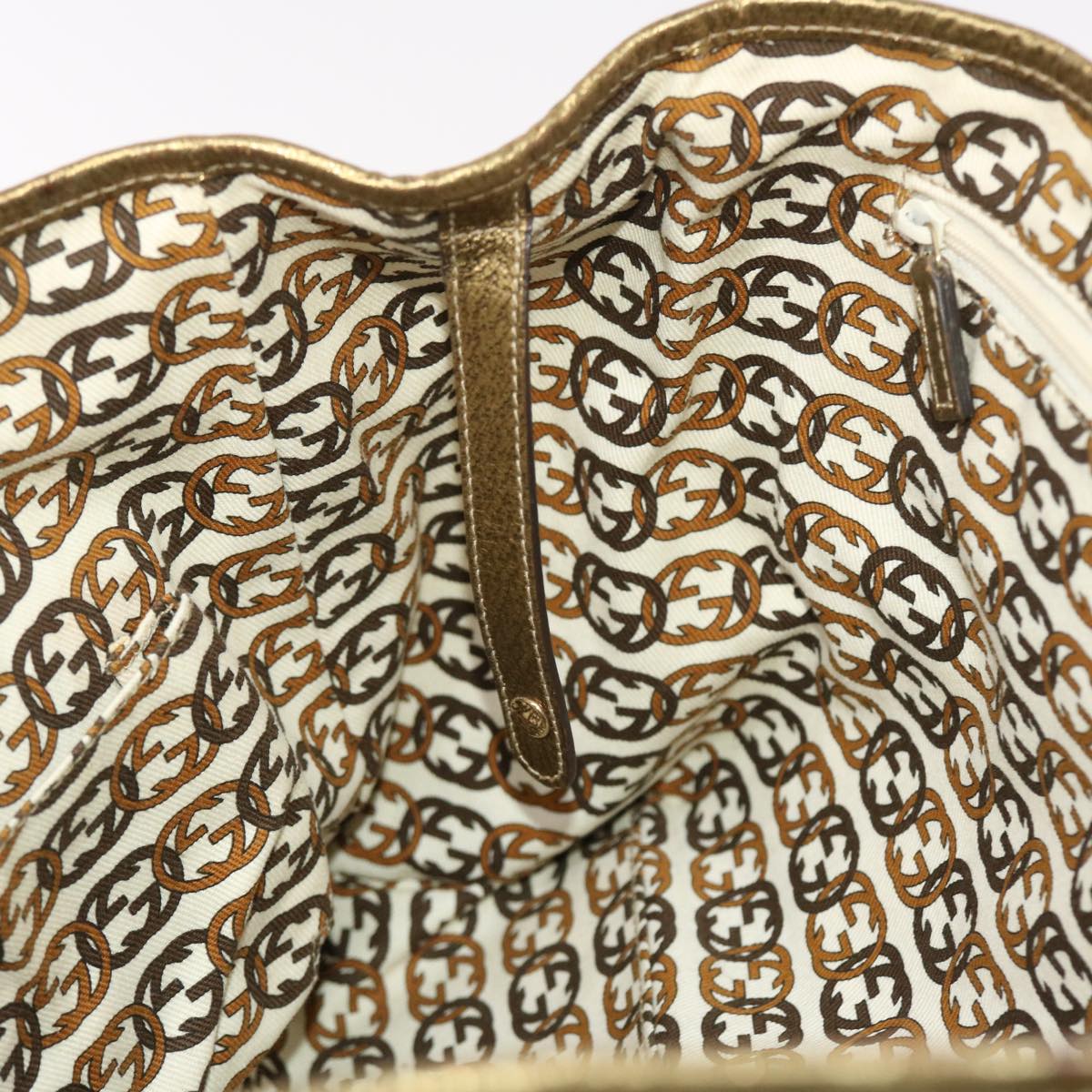GUCCI GG Canvas Princy Line Tote Bag Leather Gold Tone 163805  tb793