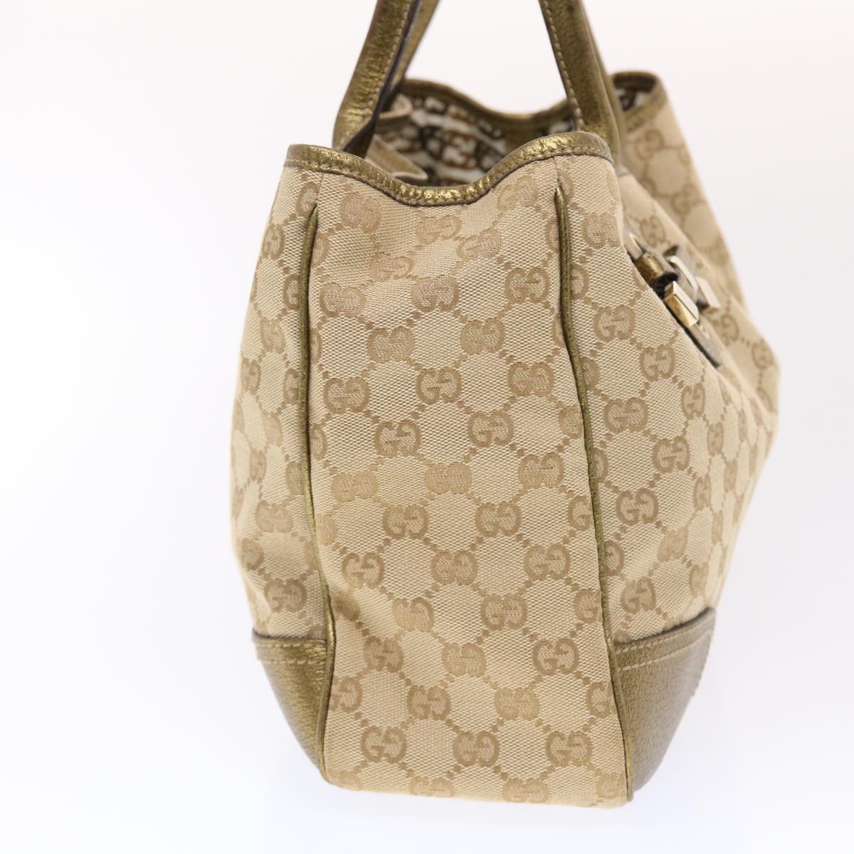 GUCCI GG Canvas Princy Line Tote Bag Leather Gold Tone 163805  tb793
