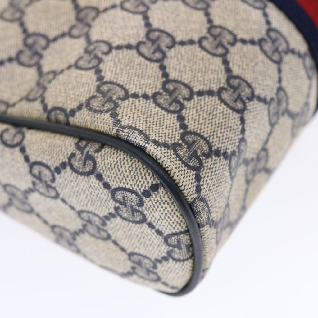 GUCCI GG Canvas Sherry Line Clutch Bag Gray Red Navy 14�E014�E3553  tb799