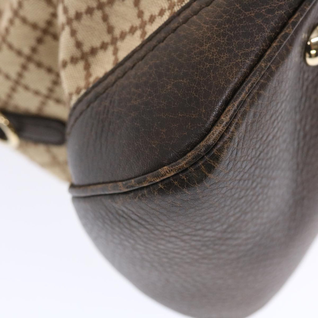 GUCCI Diamante Hand Bag Canvas Leather 2way Brown Beige 247286  tb817