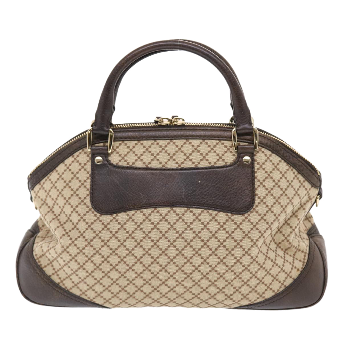 GUCCI Diamante Hand Bag Canvas Leather 2way Brown Beige 247286  tb817