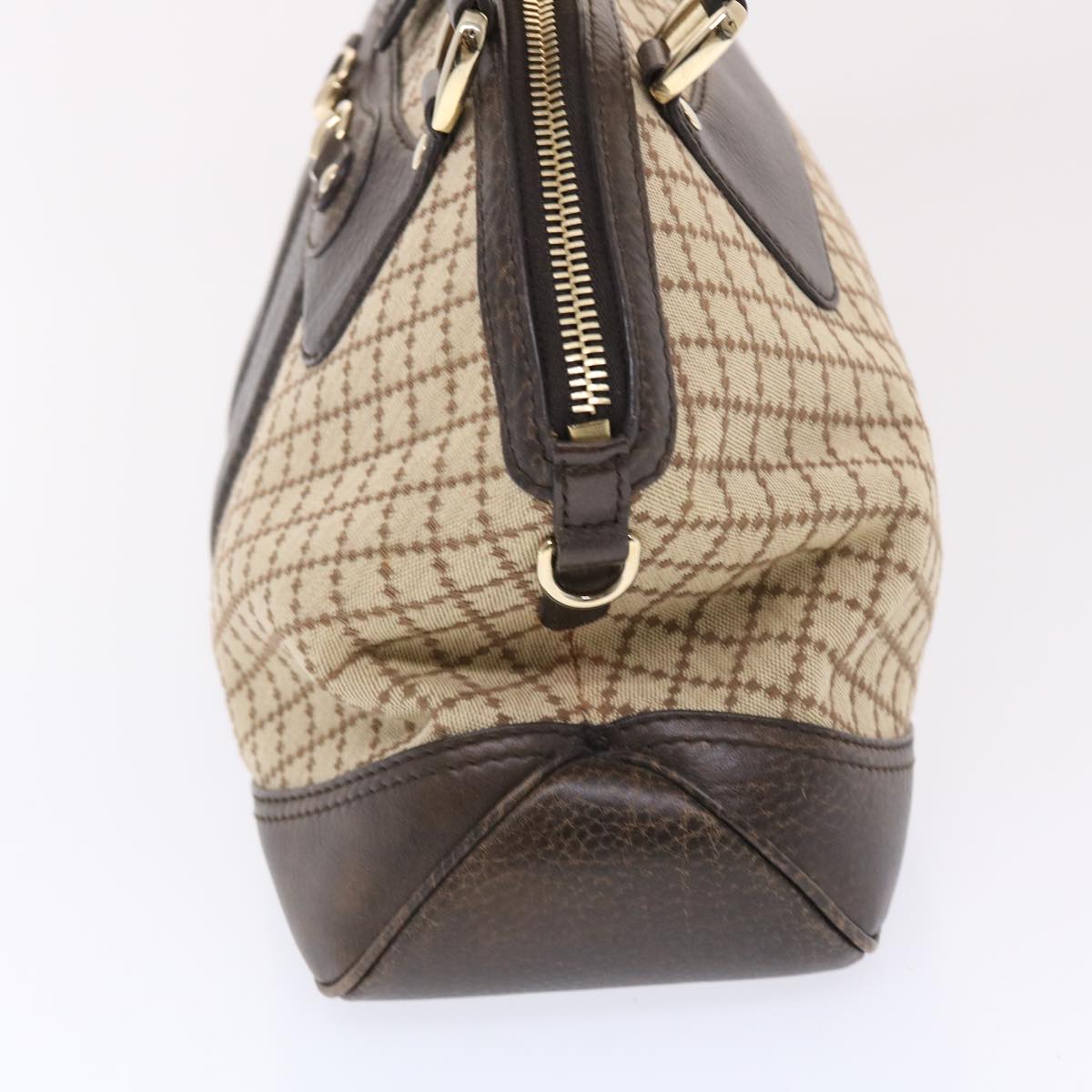 GUCCI Diamante Hand Bag Canvas Leather 2way Brown Beige 247286  tb817