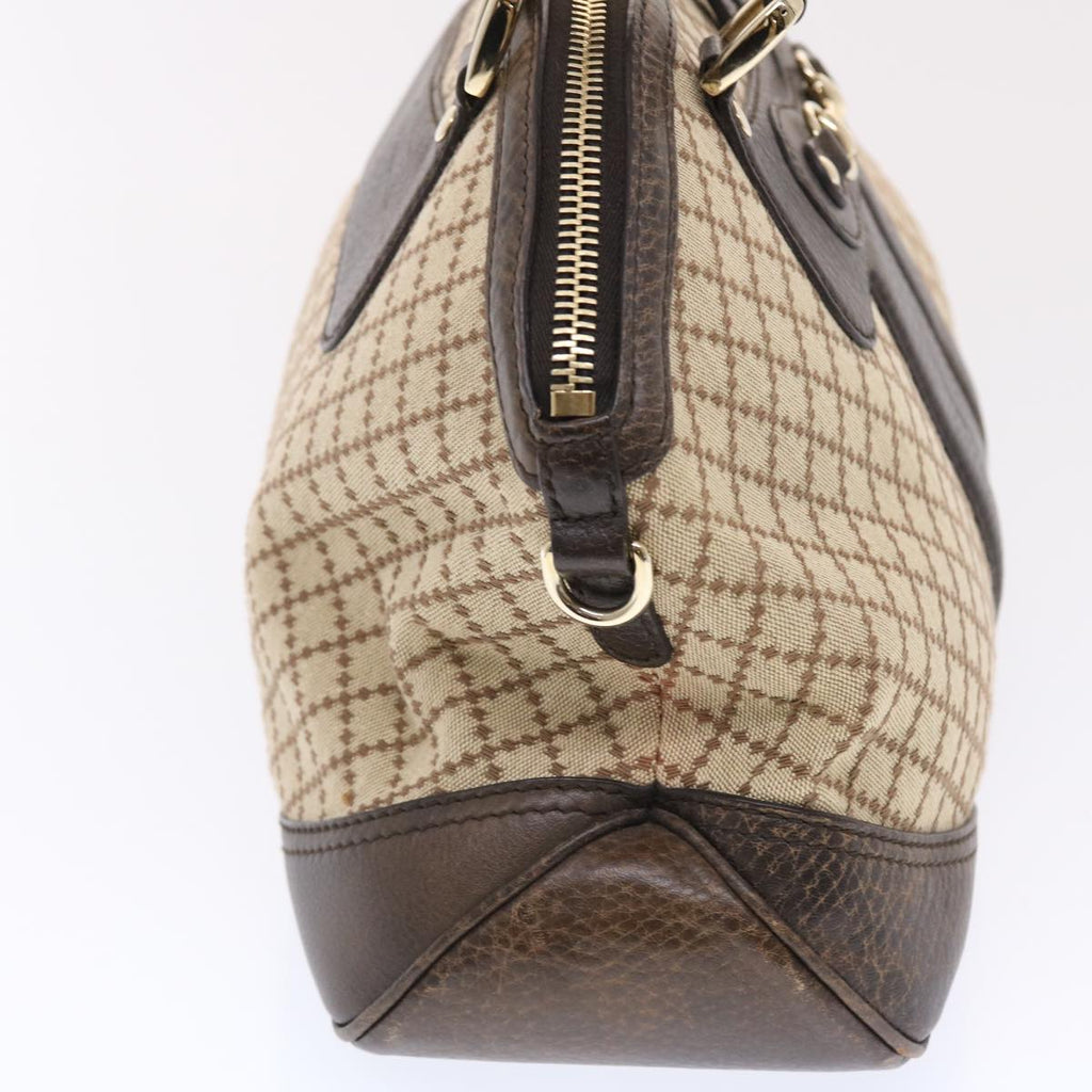GUCCI Diamante Hand Bag Canvas Leather 2way Brown Beige 247286  tb817