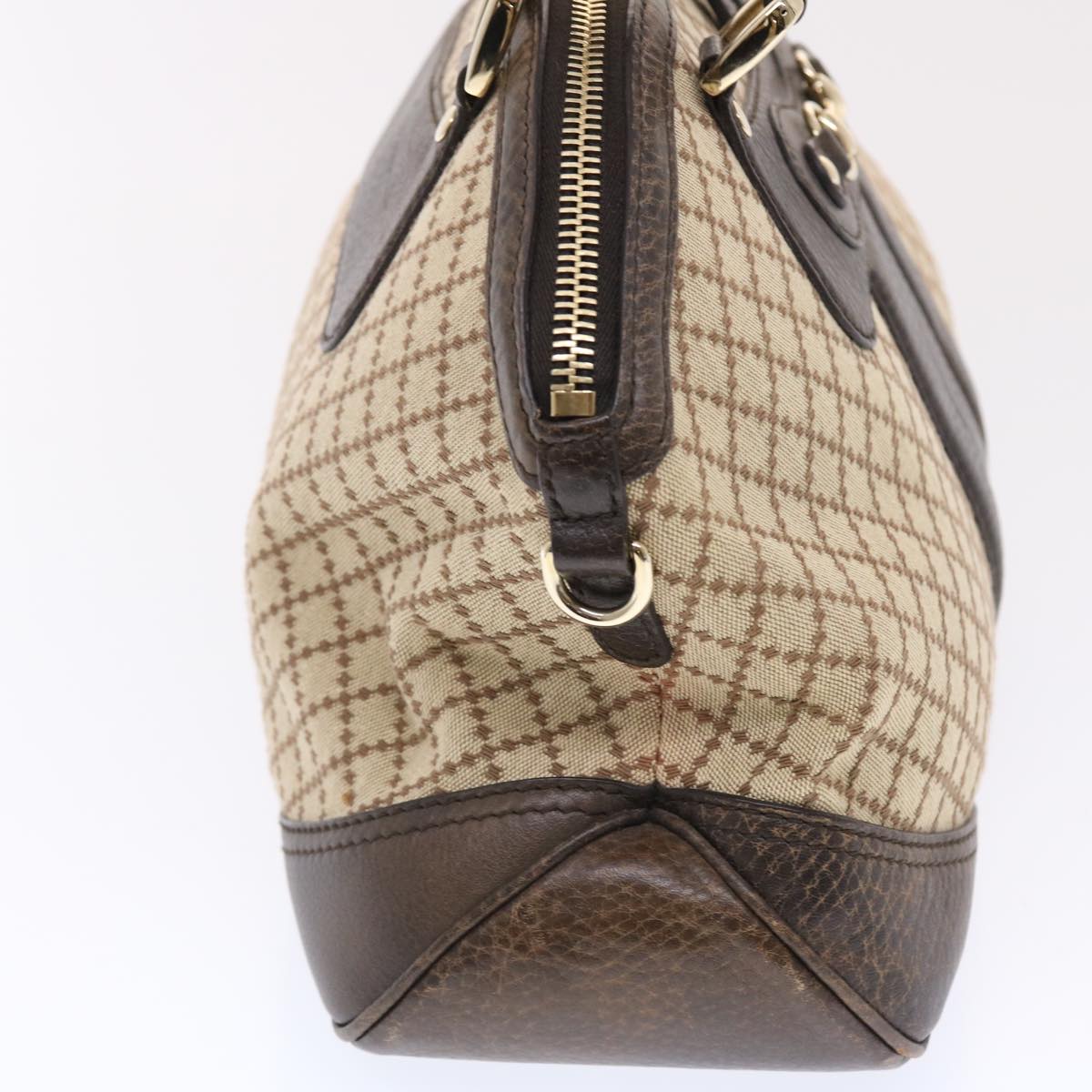 GUCCI Diamante Hand Bag Canvas Leather 2way Brown Beige 247286  tb817