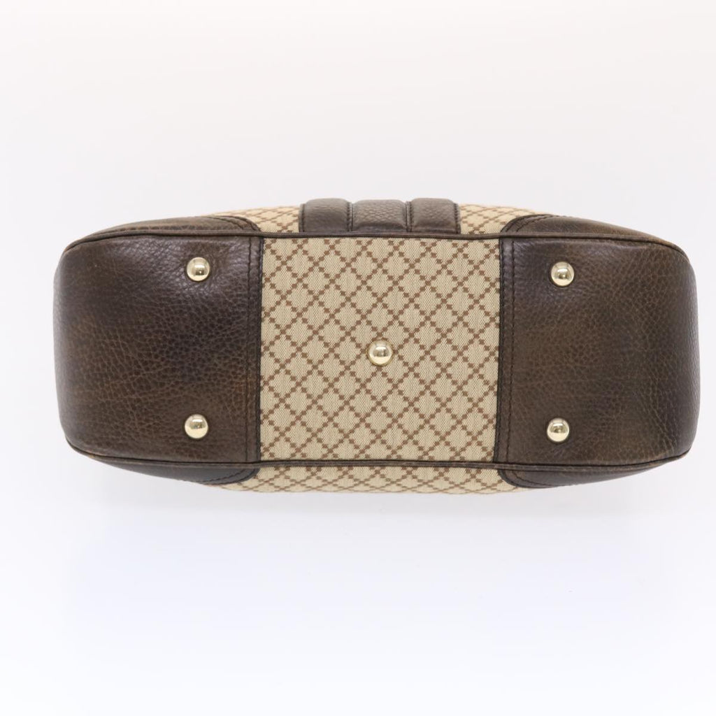 GUCCI Diamante Hand Bag Canvas Leather 2way Brown Beige 247286  tb817