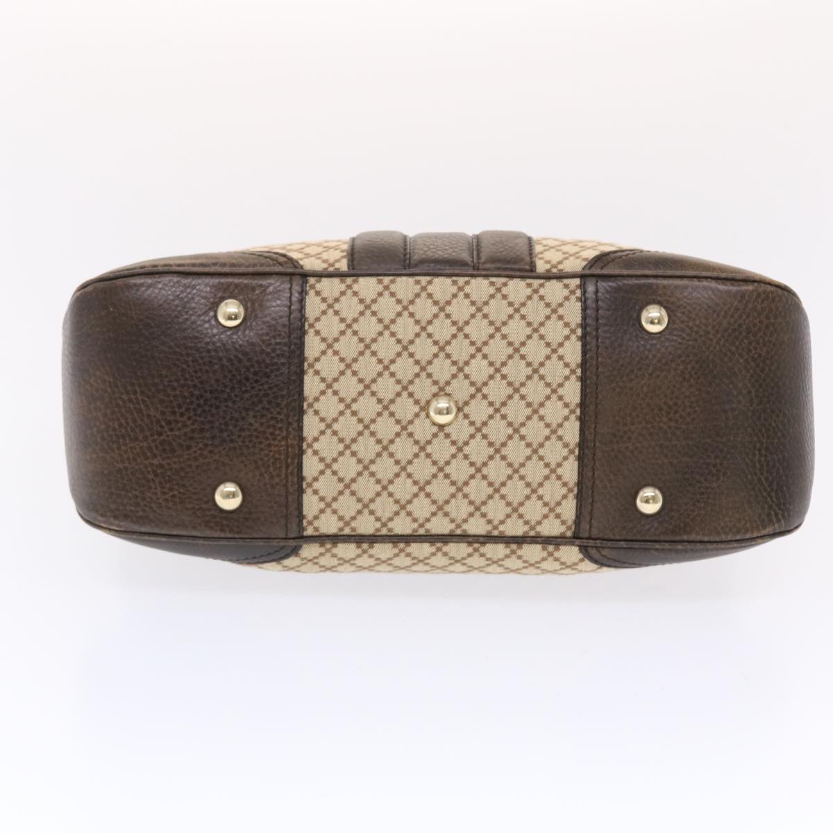 GUCCI Diamante Hand Bag Canvas Leather 2way Brown Beige 247286  tb817